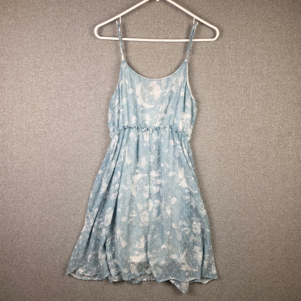 Floral Swiss Dot Mini Babydoll Dress Medium V-Neck Adjustable Strap Cottagecore - Picture 9 of 9
